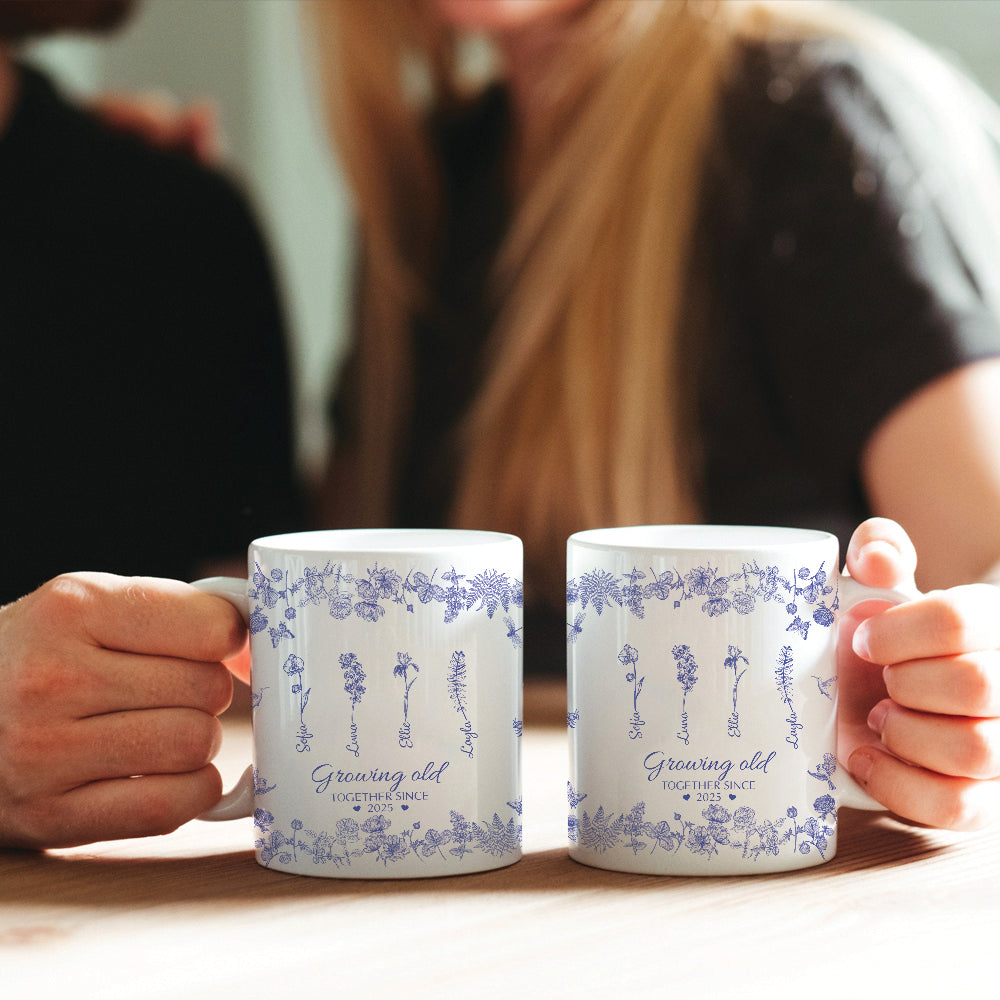 Growing Old Together Flower - Personalized Custom Mug