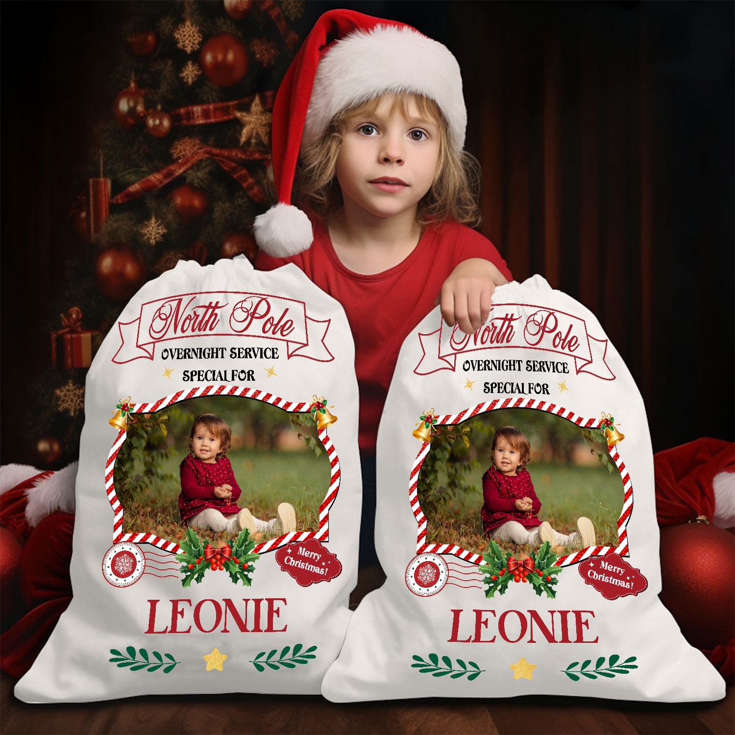 Christmas Bag Santa Sack - Customized Canvas Drawstring Bags