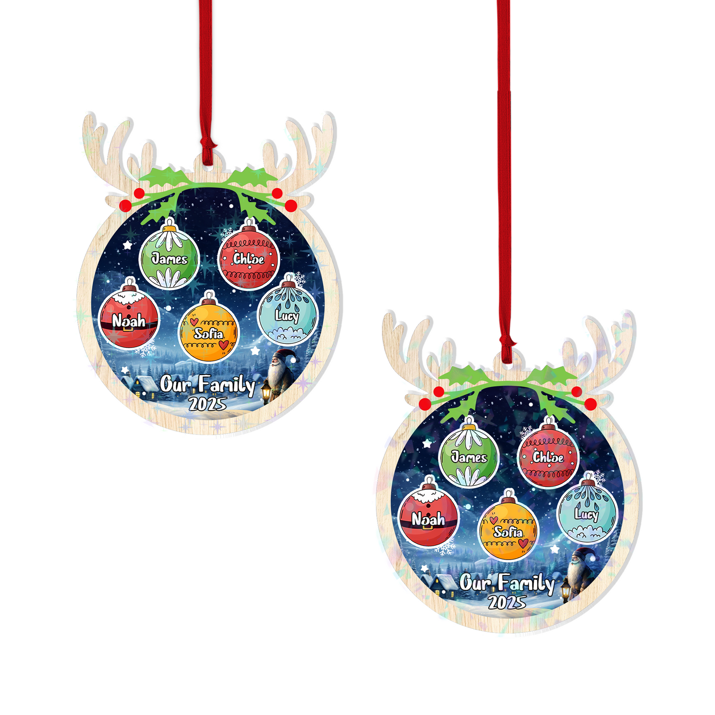 Christmas Ornament Family Ball - Custom Shape Hologram Ornament