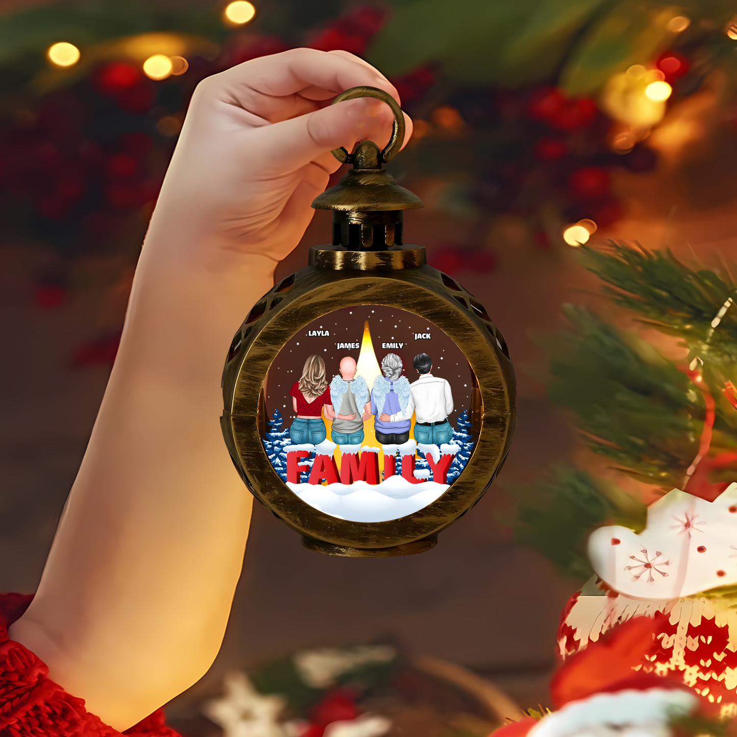 Custom Name and Photo - Memorial Gift - Personalized Candlelight Lantern Ornament