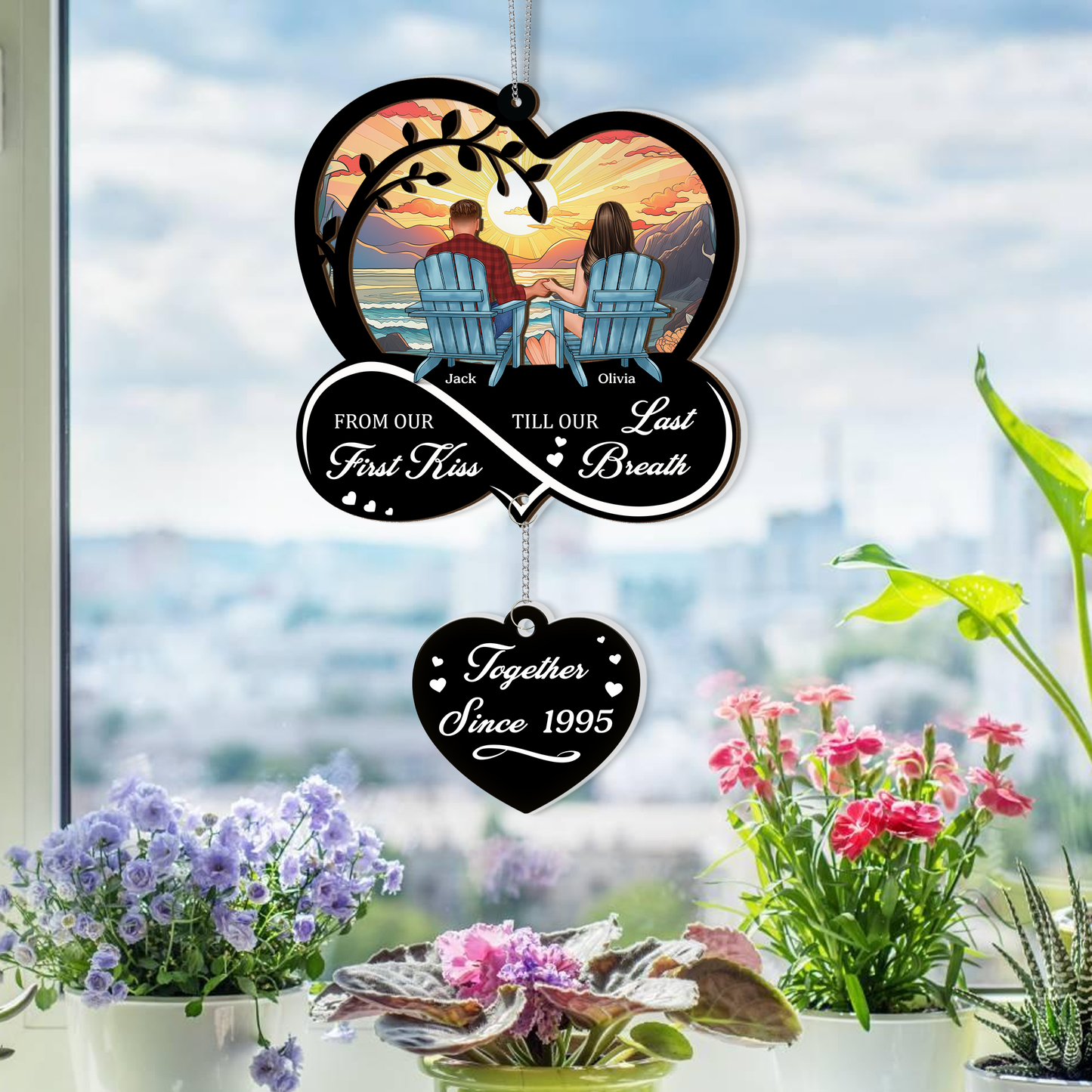 Always With You - 2 Layered Suncatcher with Charm - Memorial Gift