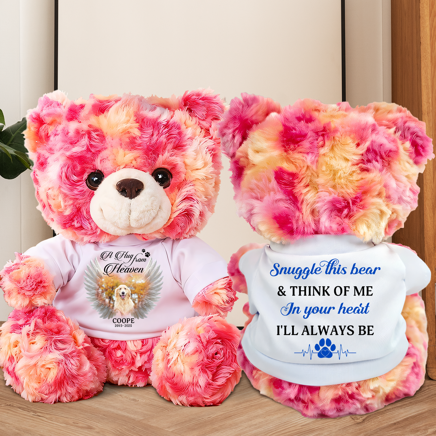 A hug From Heaven Pet Lover - Memorial Personalized Custom Teddy Bear Plush