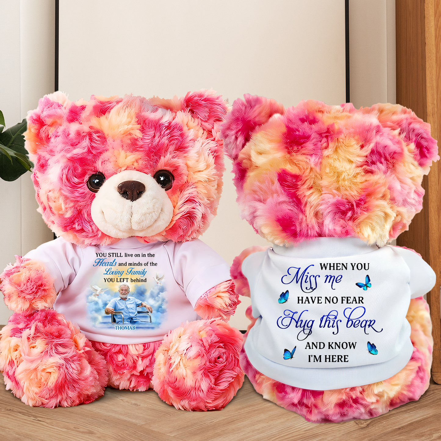 A hug From Heaven Sky - Memorial Personalized Custom Teddy Bear Plush