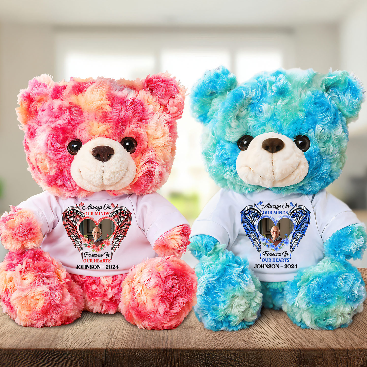 A hug From Heaven Heart Wings - Memorial Personalized Custom Teddy Bear Plush