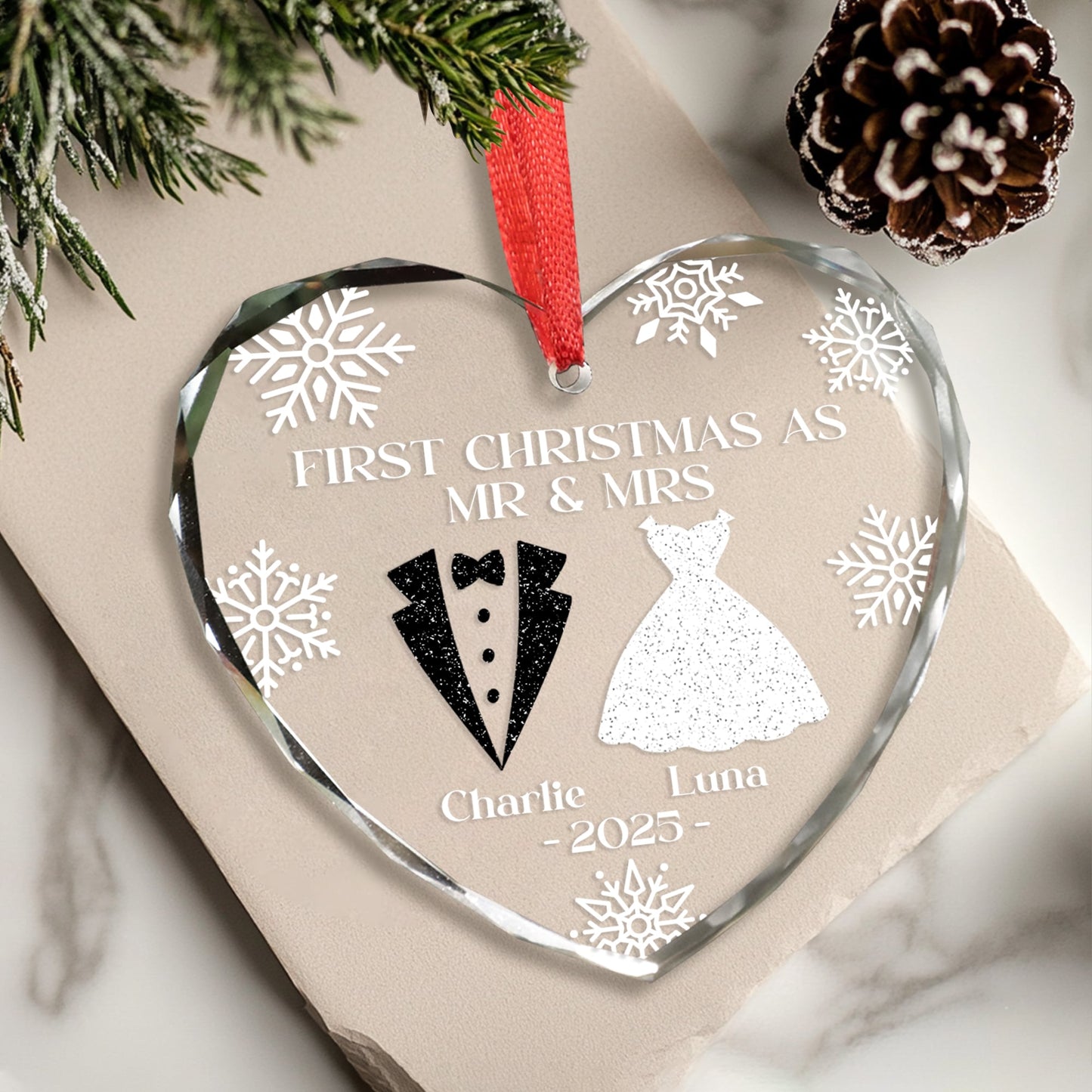 Our First Christmas - Personalized Custom Glass Ornament