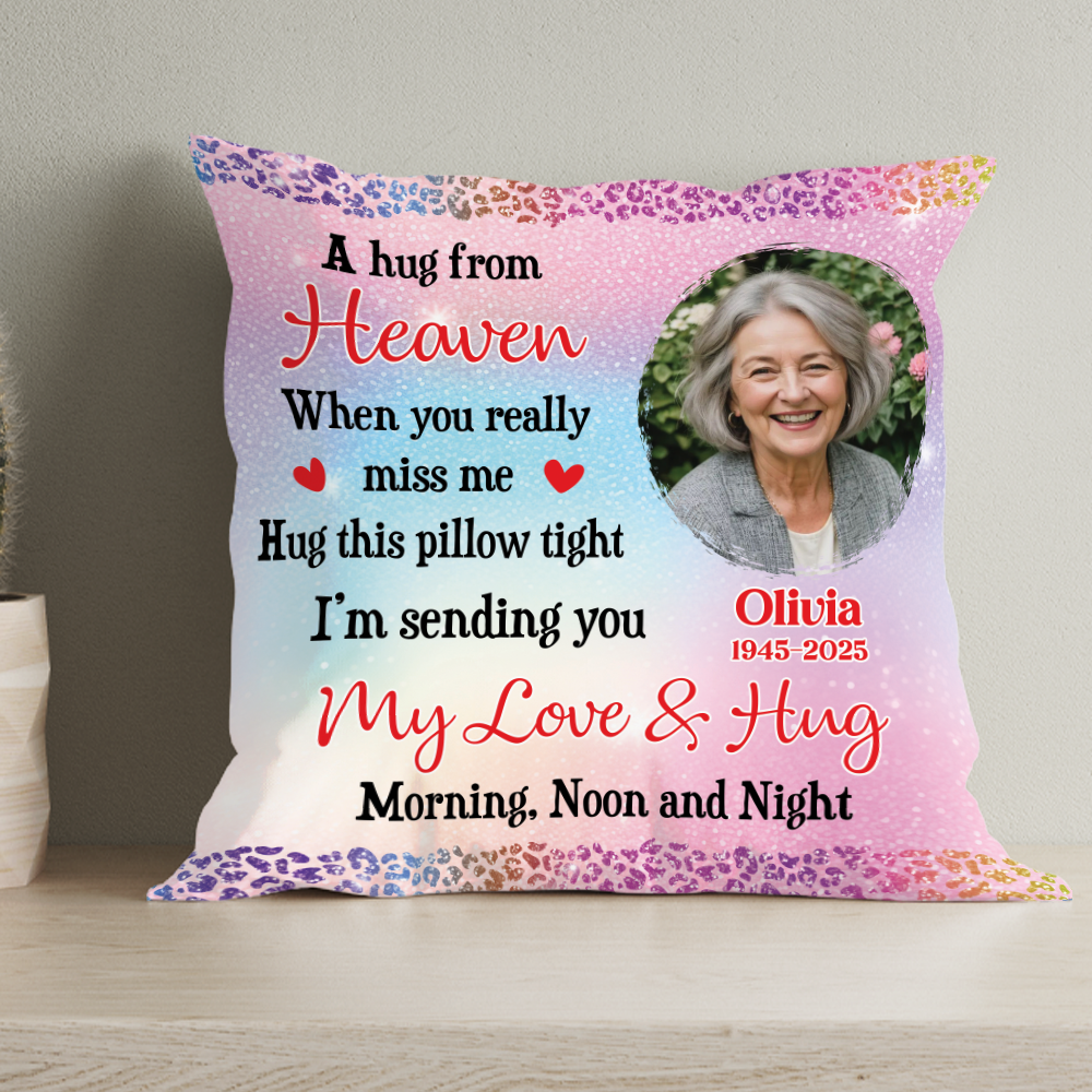 A Hug From Heaven Glitter - Personalized Pillow (Insert Included)