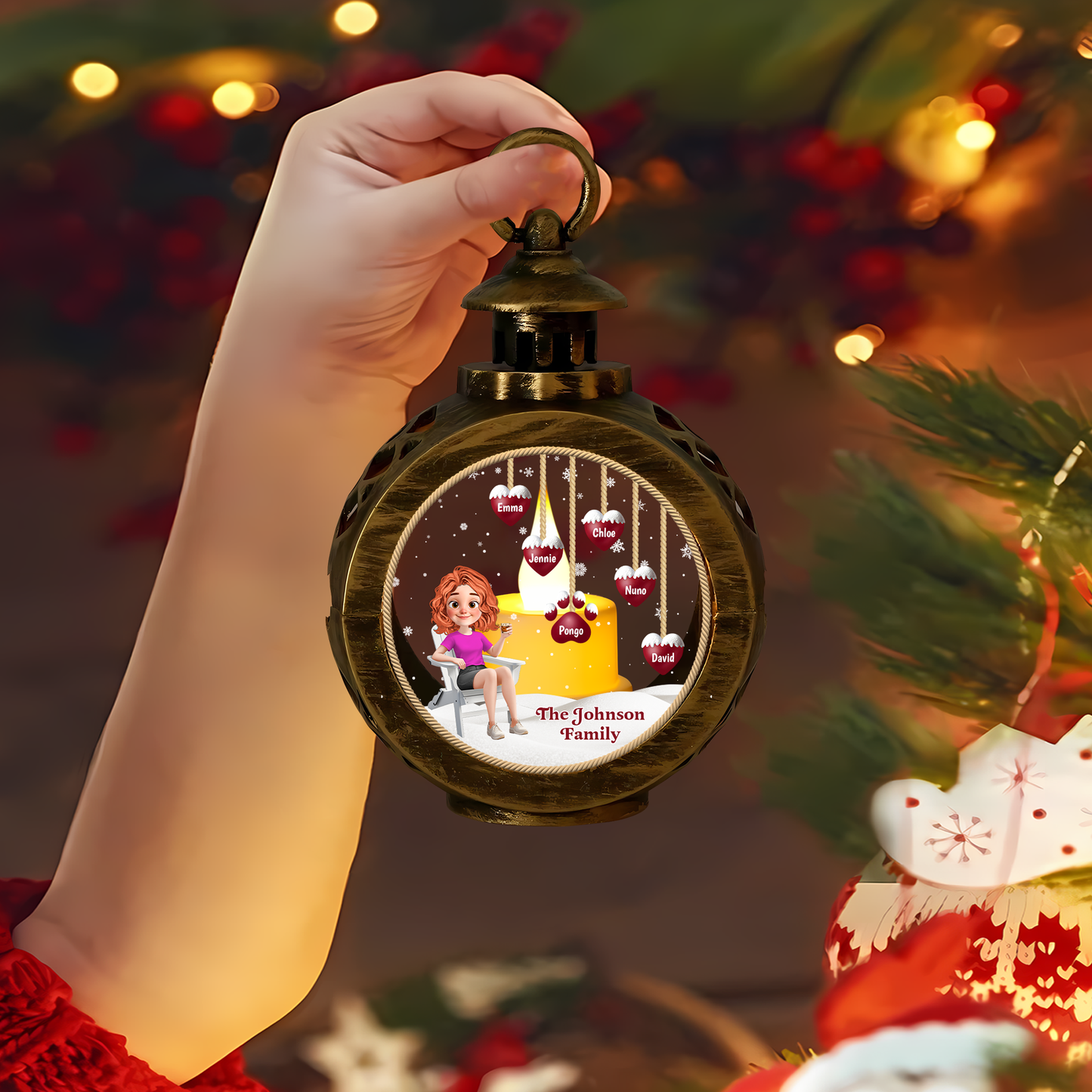 Our Family - Custom Candlelight Lantern Ornament