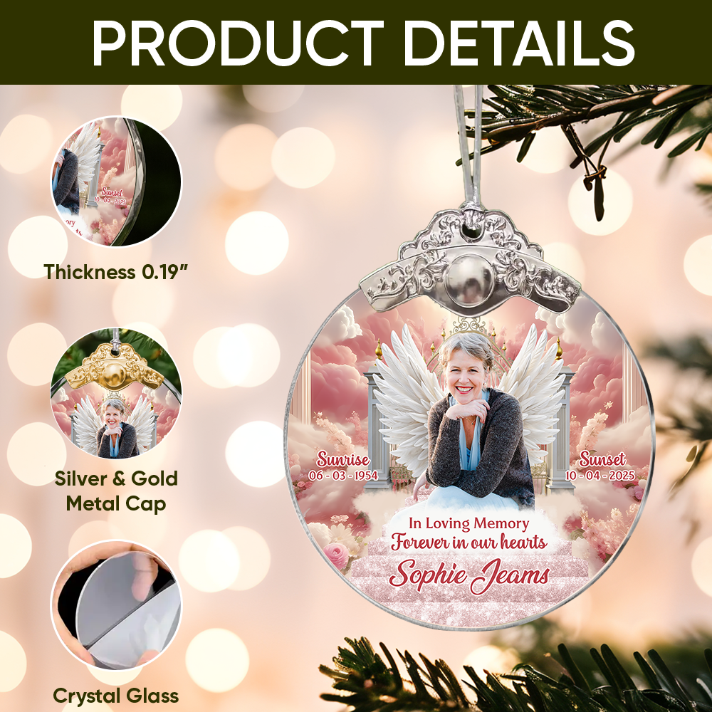 In Loving Memory - Personalized Glass Ornament With Silver and Gold Cap