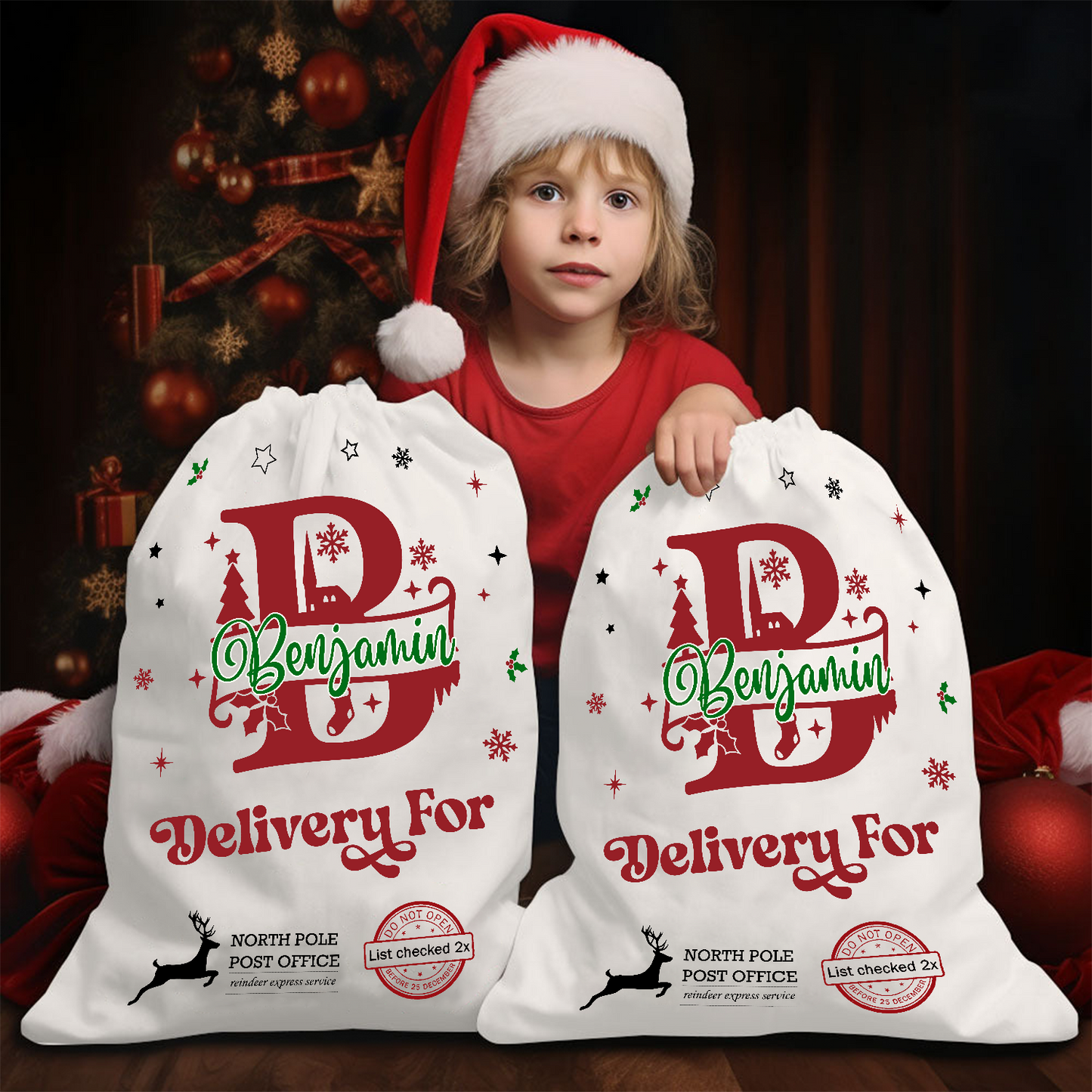 Merry Christmas Sack Delivery For - Customized Canvas Drawstring Bags