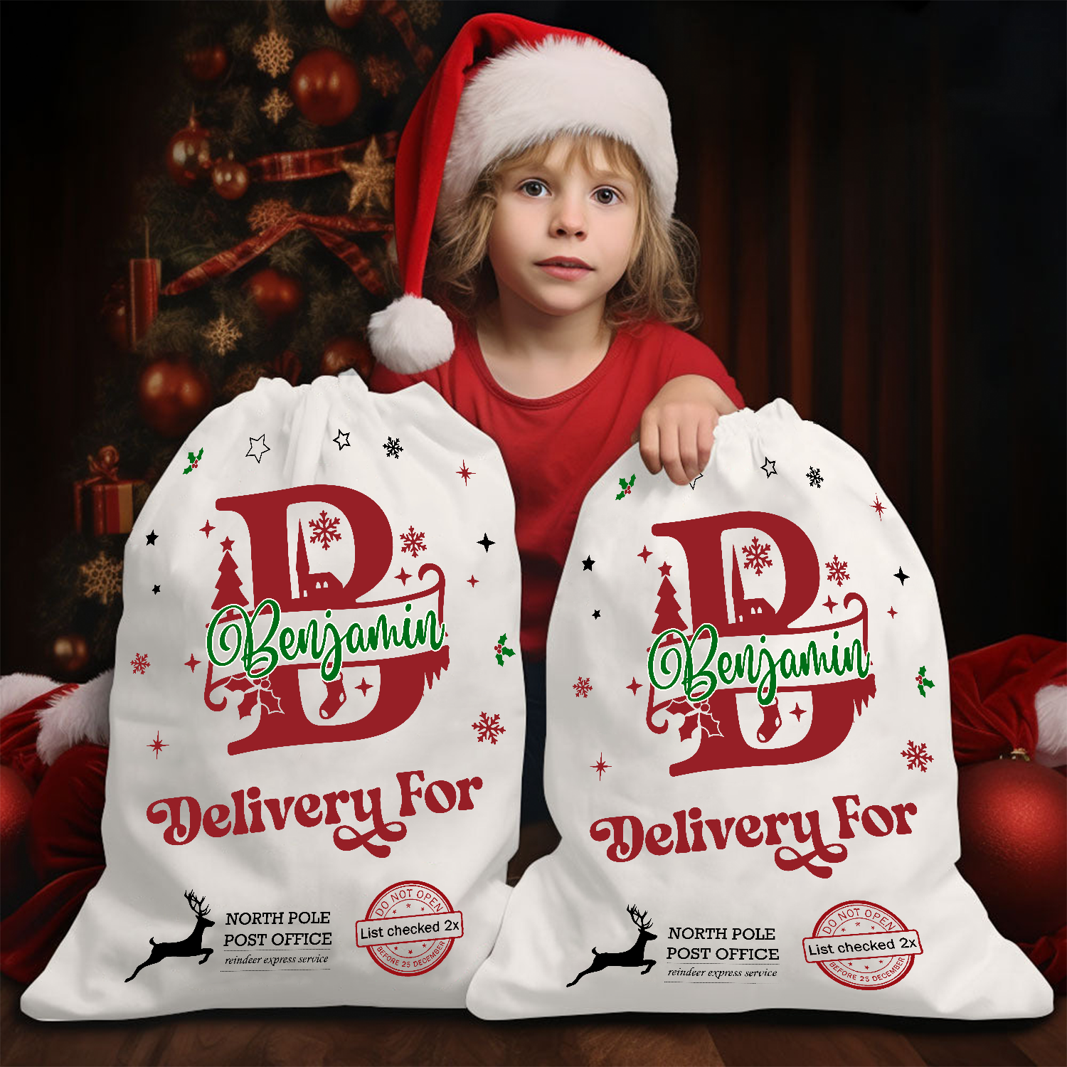 Merry Christmas Sack Delivery For - Customized Canvas Drawstring Bags