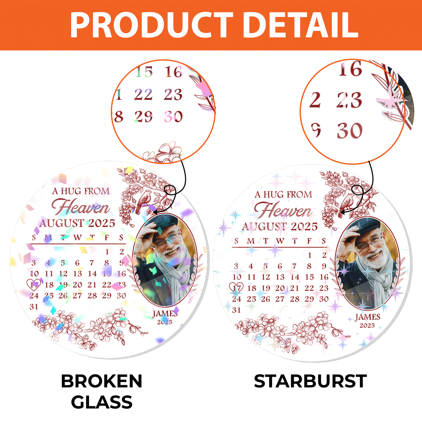 A Hug From Heaven The Date - Custom Shape Hologram Ornament