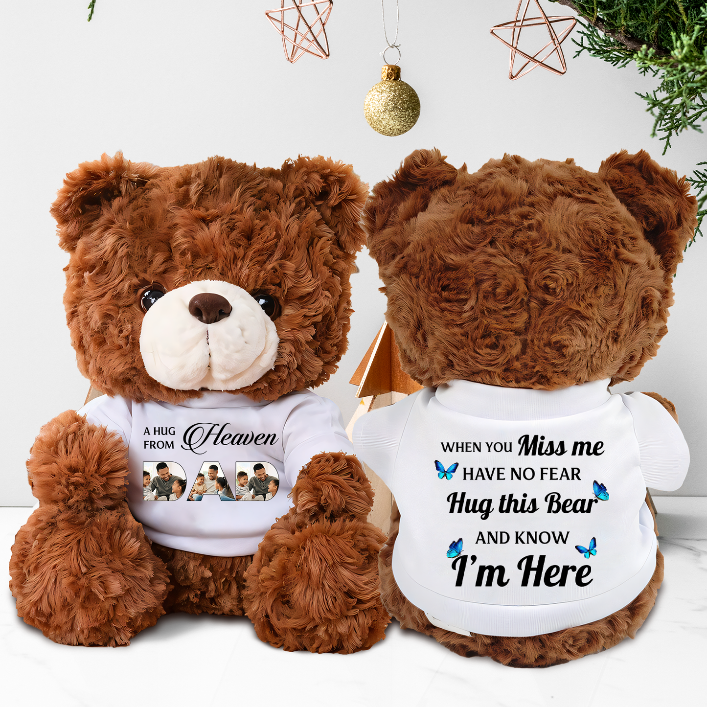 Mom and Dad A hug From Heaven - Memorial Personalized Custom Teddy Bear Plush