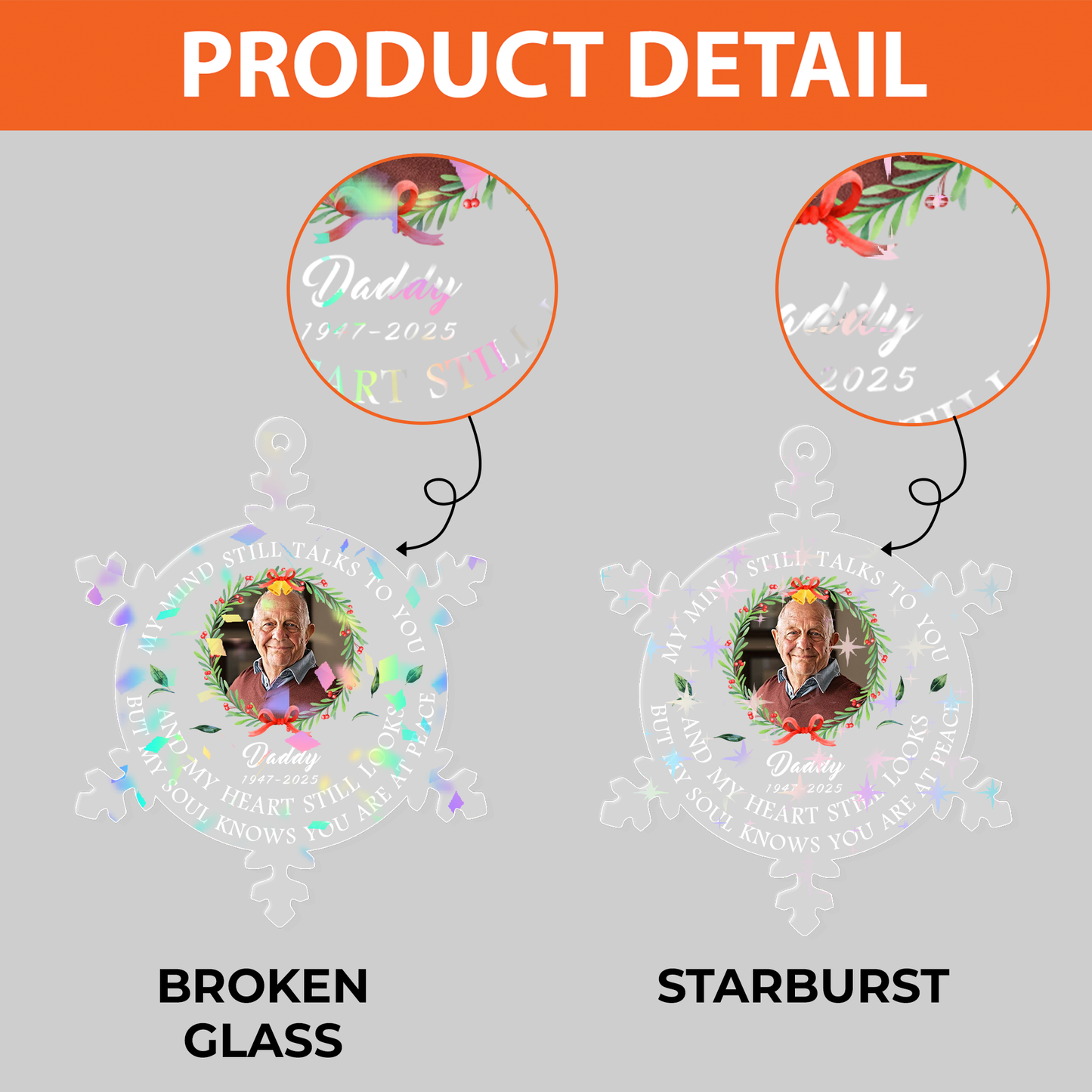 Custom Photo My Mind Still Talks To You Memorial - Custom Shape Hologram Ornament
