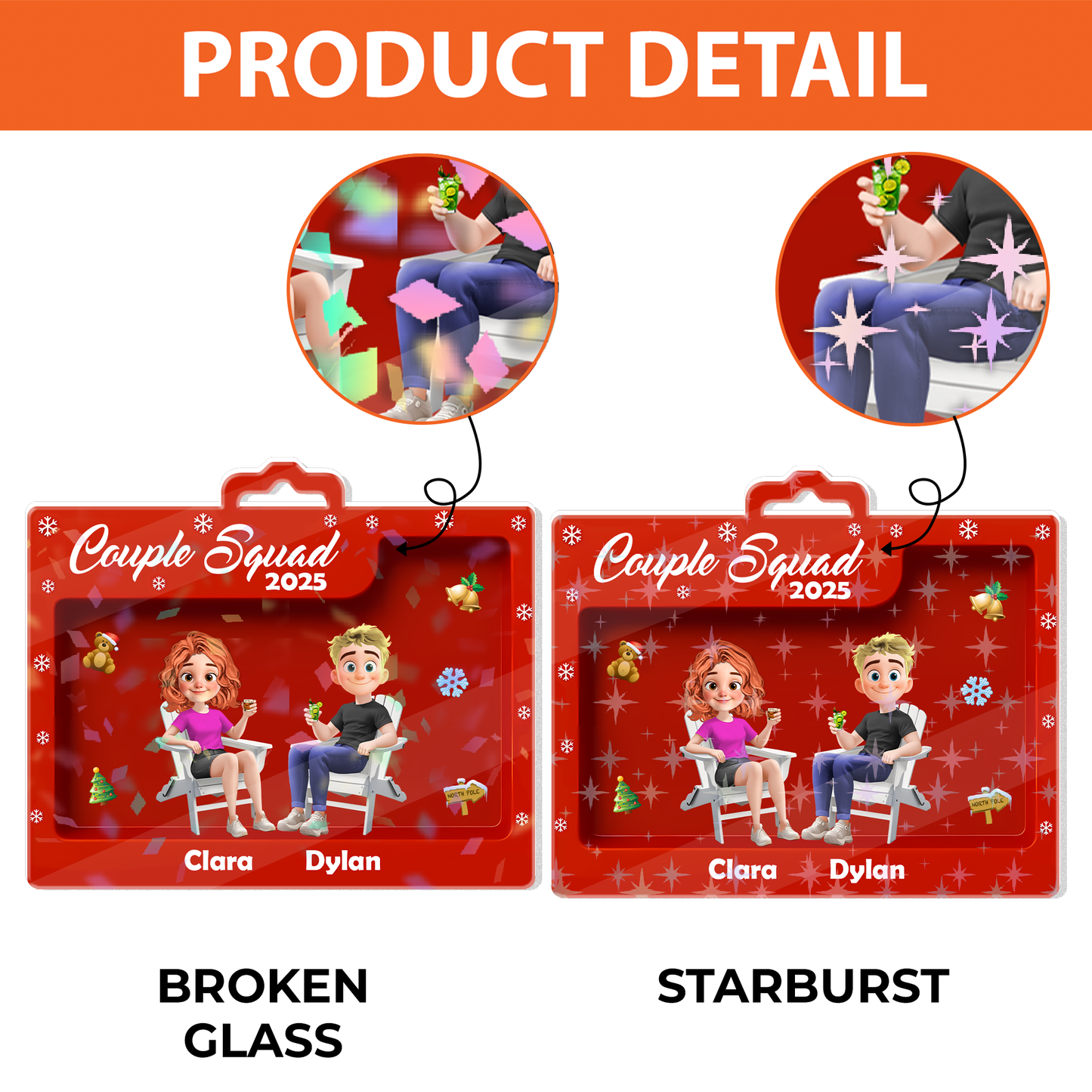 Couple Squad - Custom Shape Hologram Ornament