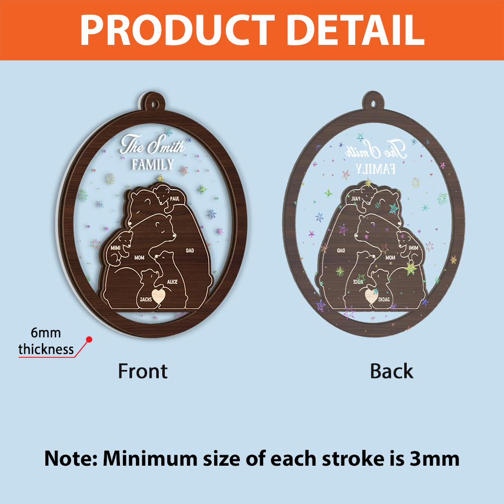 Wooden Bear This Christmas - Window Hanging Suncatcher Ornament