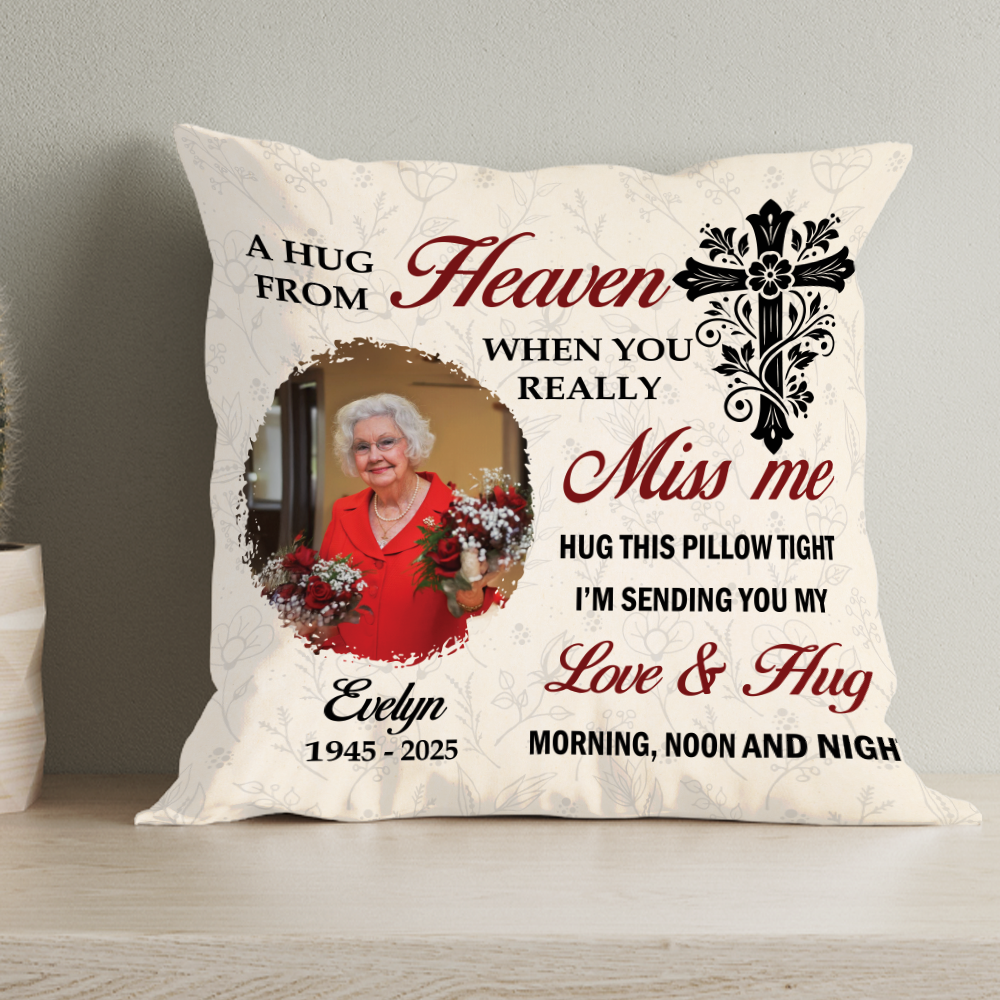 A Hug From Heaven Cross - Personalized Pillow (Insert Included)