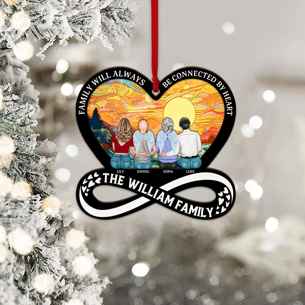 Family Will Always Be Connected By Heart - Custom Shape Hologram Ornament