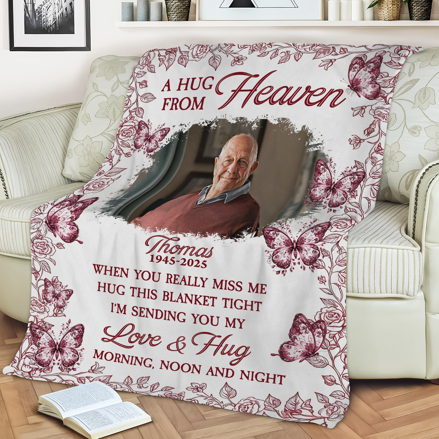 A Hug From Heaven Flower - Memorial Personalized Custom Blanket
