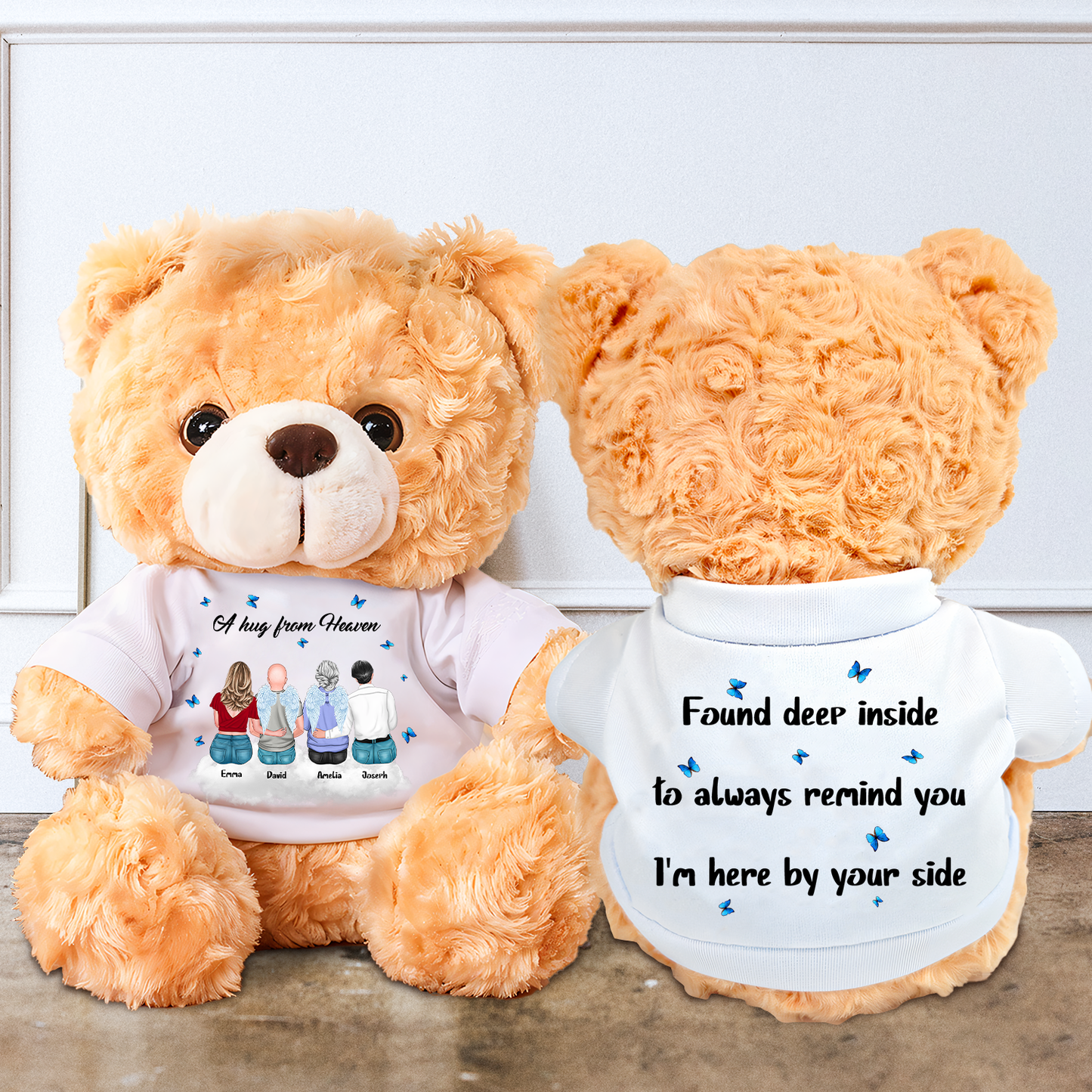 A Hug From Heaven Sky - Memorial Personalized Custom Teddy Bear Plush