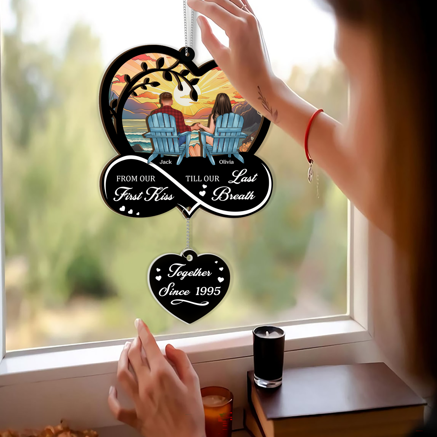 Always With You - 2 Layered Suncatcher with Charm - Memorial Gift