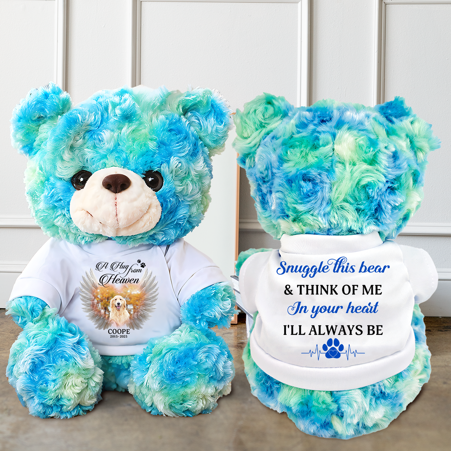 A hug From Heaven Pet Lover - Memorial Personalized Custom Teddy Bear Plush