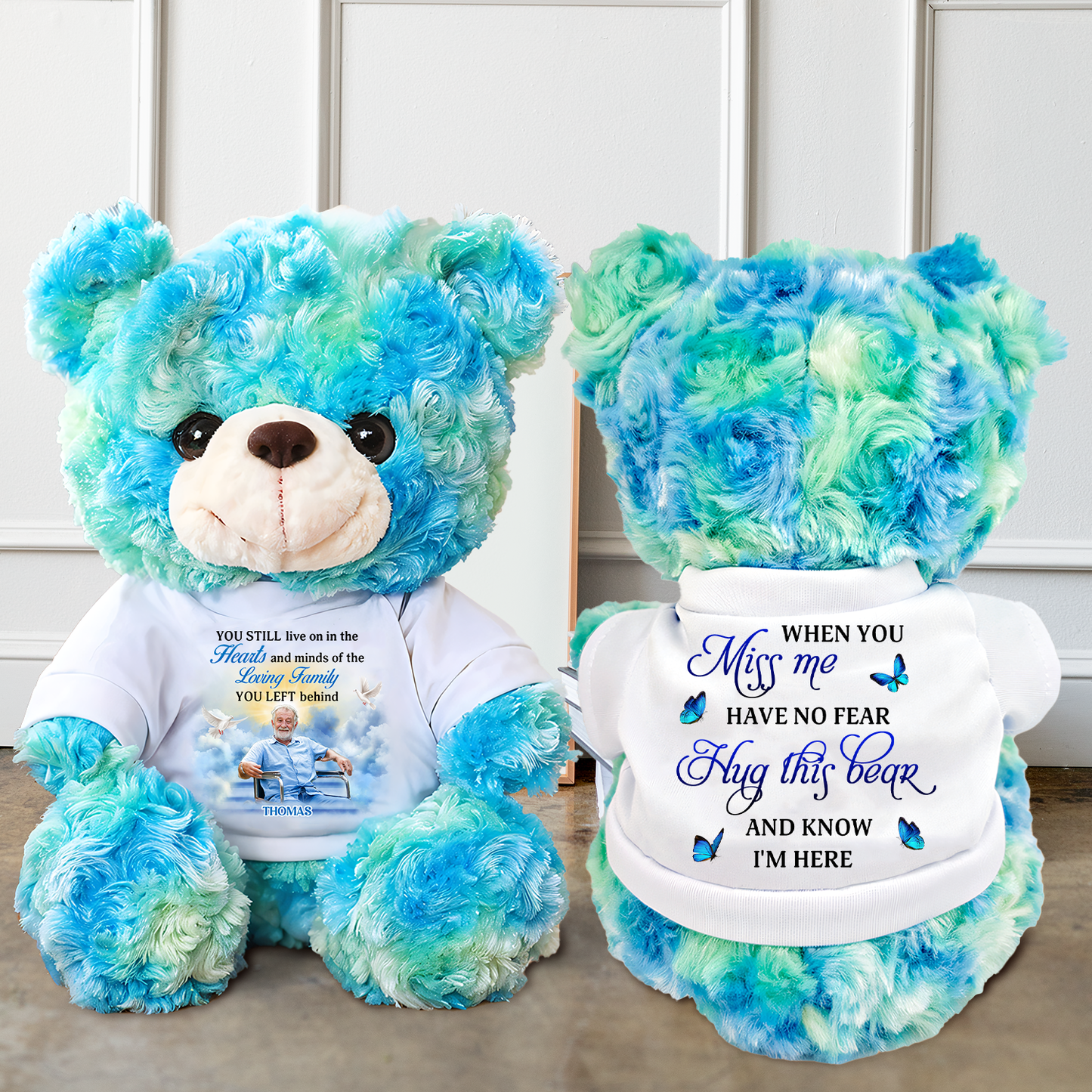 A hug From Heaven Sky - Memorial Personalized Custom Teddy Bear Plush