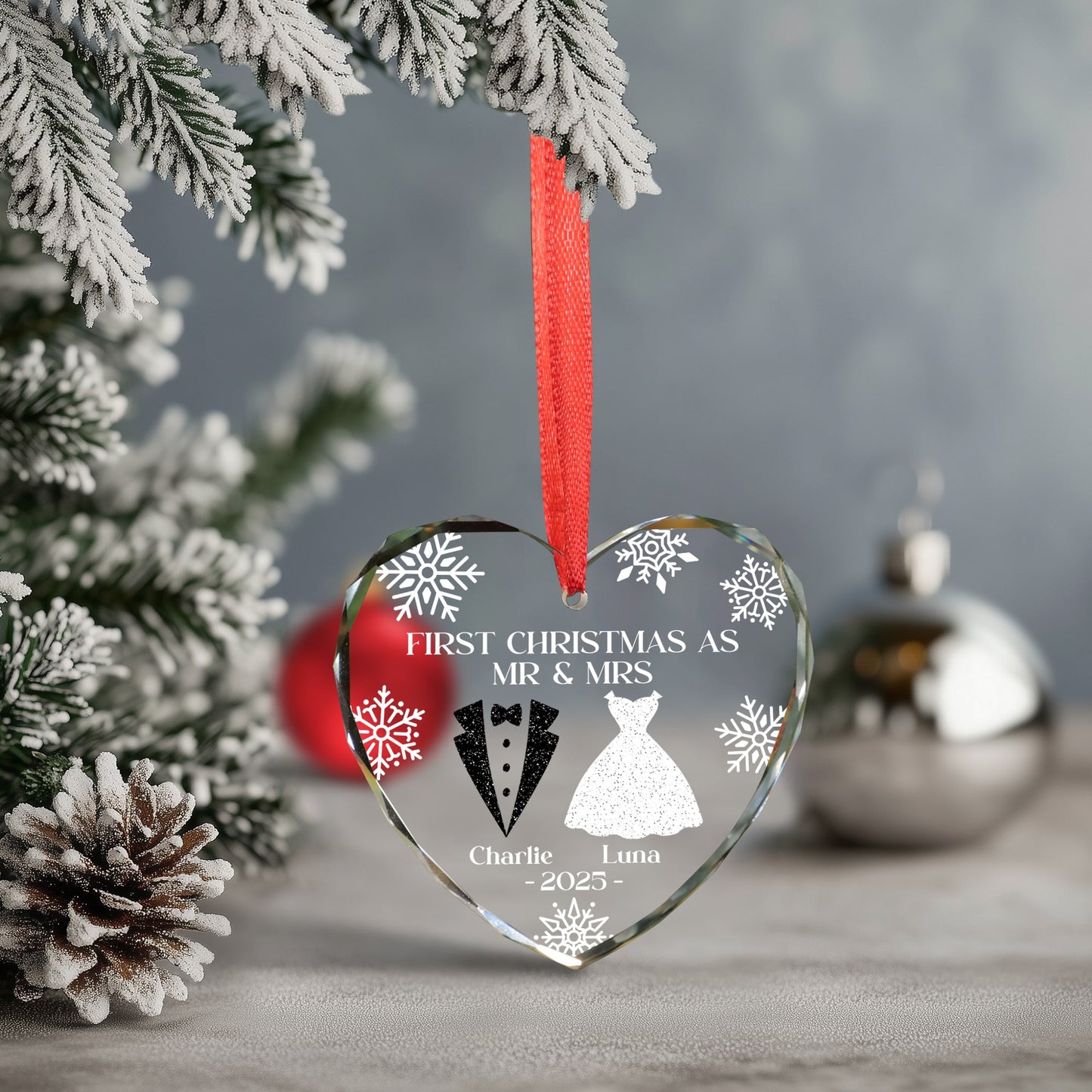 Our First Christmas - Personalized Custom Glass Ornament