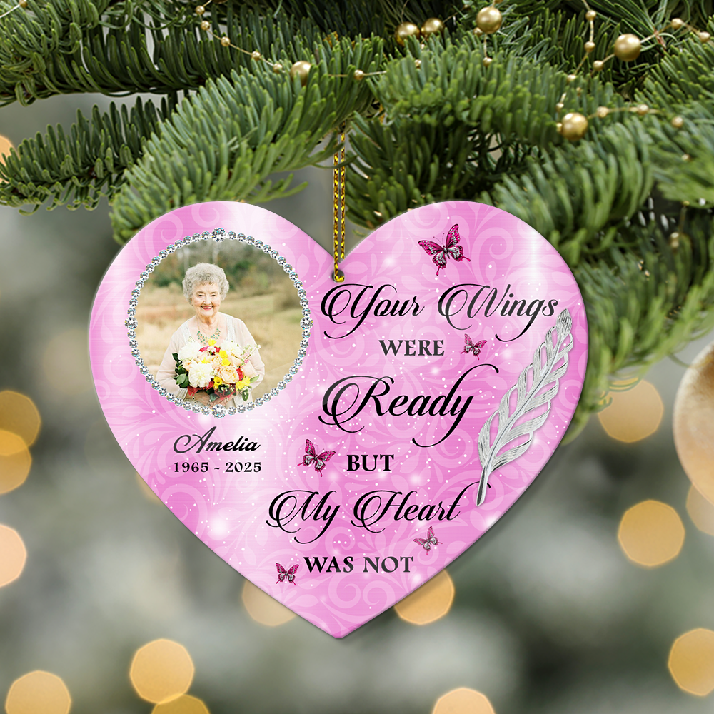 Memorial Butterfly Wings Heart - Personalized Custom Acrylic Ornament