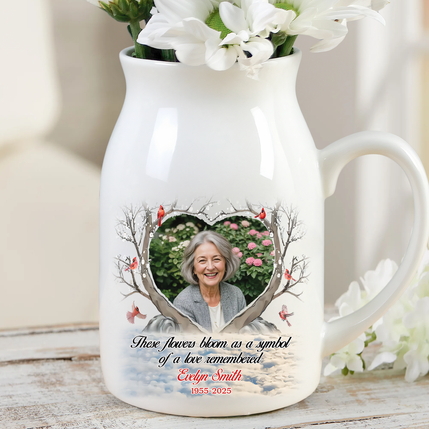 Symbol Of Love - Personalized Ceramic Flower Vase - Sympathy Gift