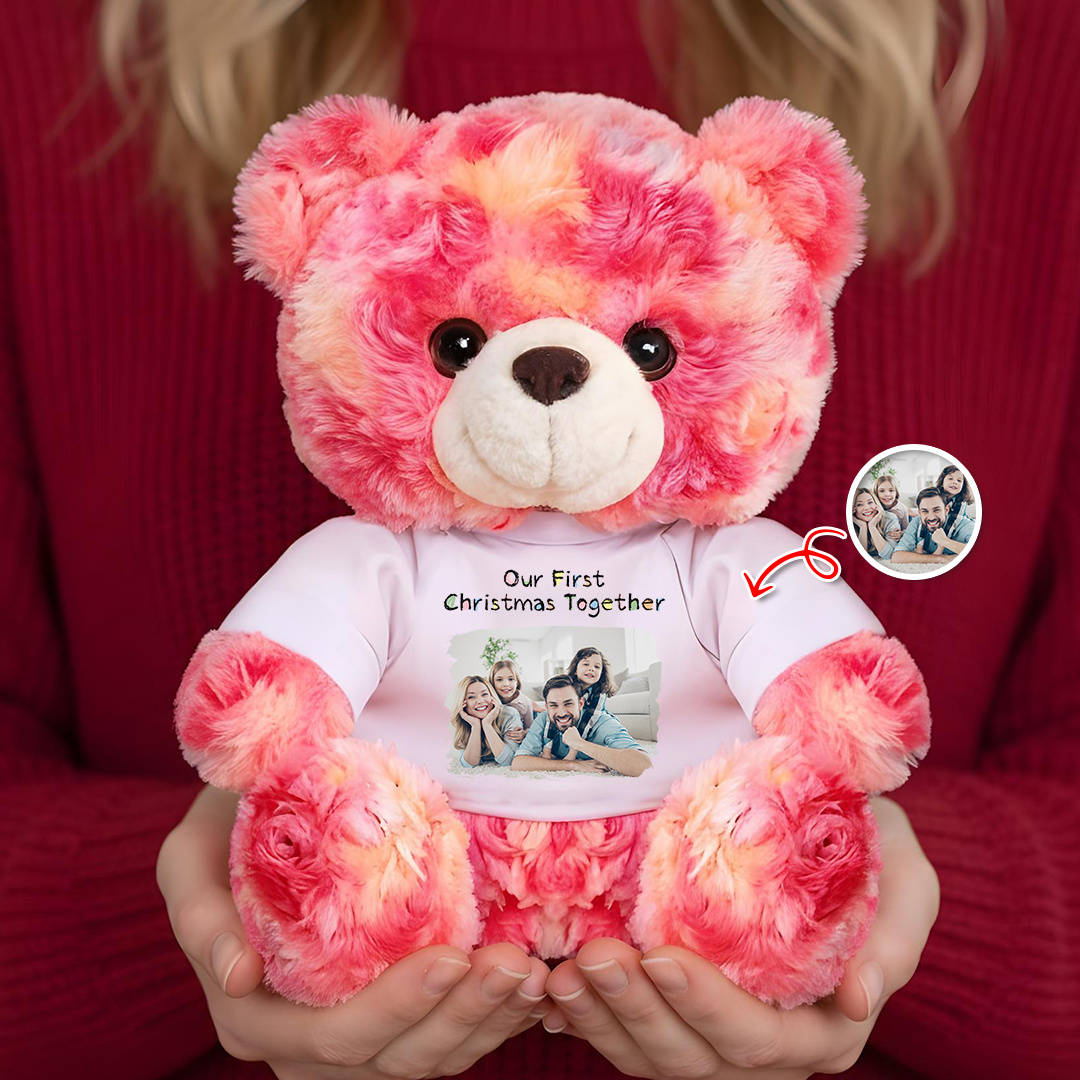 Our Family Christmas Teddy Bear – Personalized Custom Plush Keepsake, Family Holiday Gift, Cute Christmas Decoration or Gift for Kids