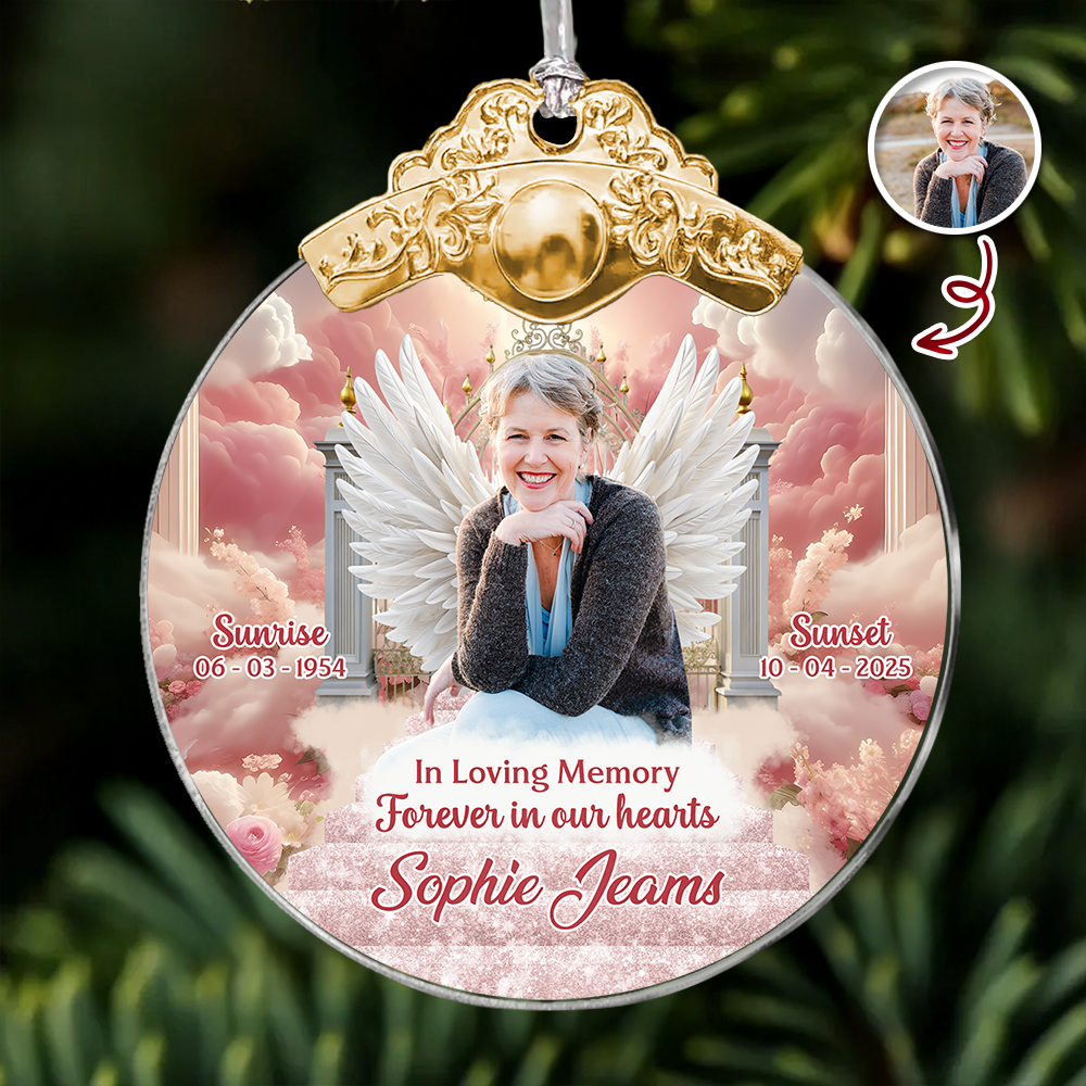 In Loving Memory - Personalized Glass Ornament With Silver and Gold Cap