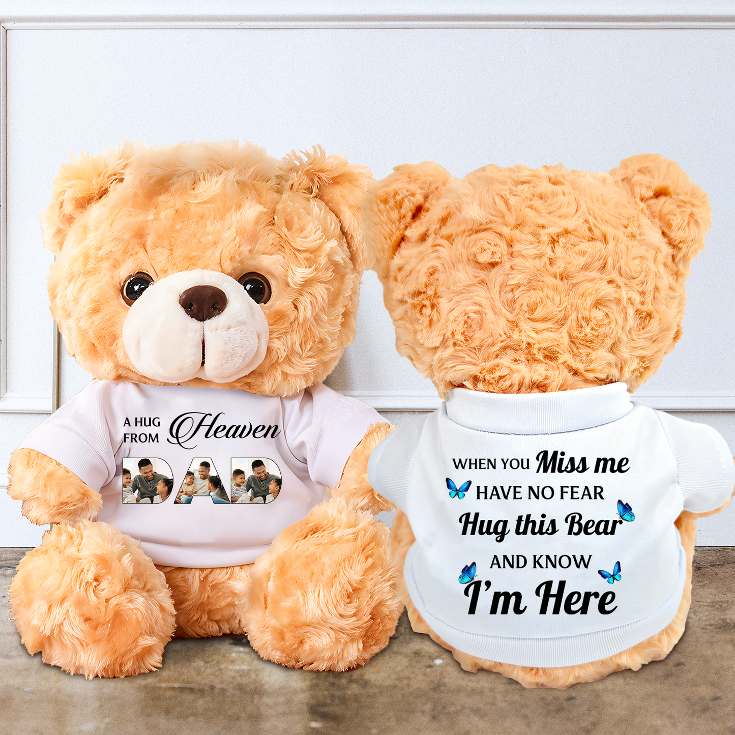 Mom and Dad A hug From Heaven - Memorial Personalized Custom Teddy Bear Plush