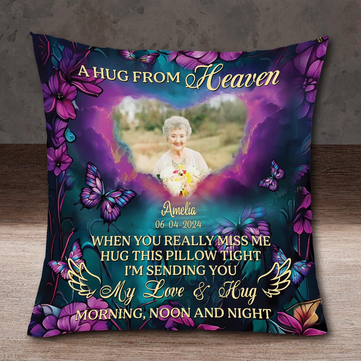 Think Of This Pillow As A Hug From Me From Heaven - Memorial Pillow