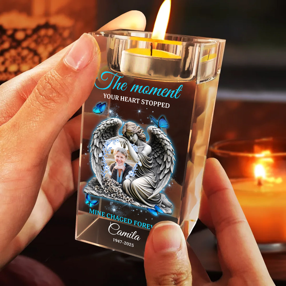 The Moment The Heart Shines - Personalized Crystal Candle Holder