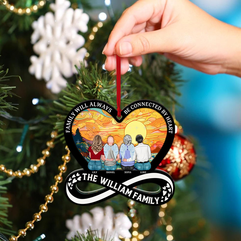 Family Will Always Be Connected By Heart - Custom Shape Hologram Ornament