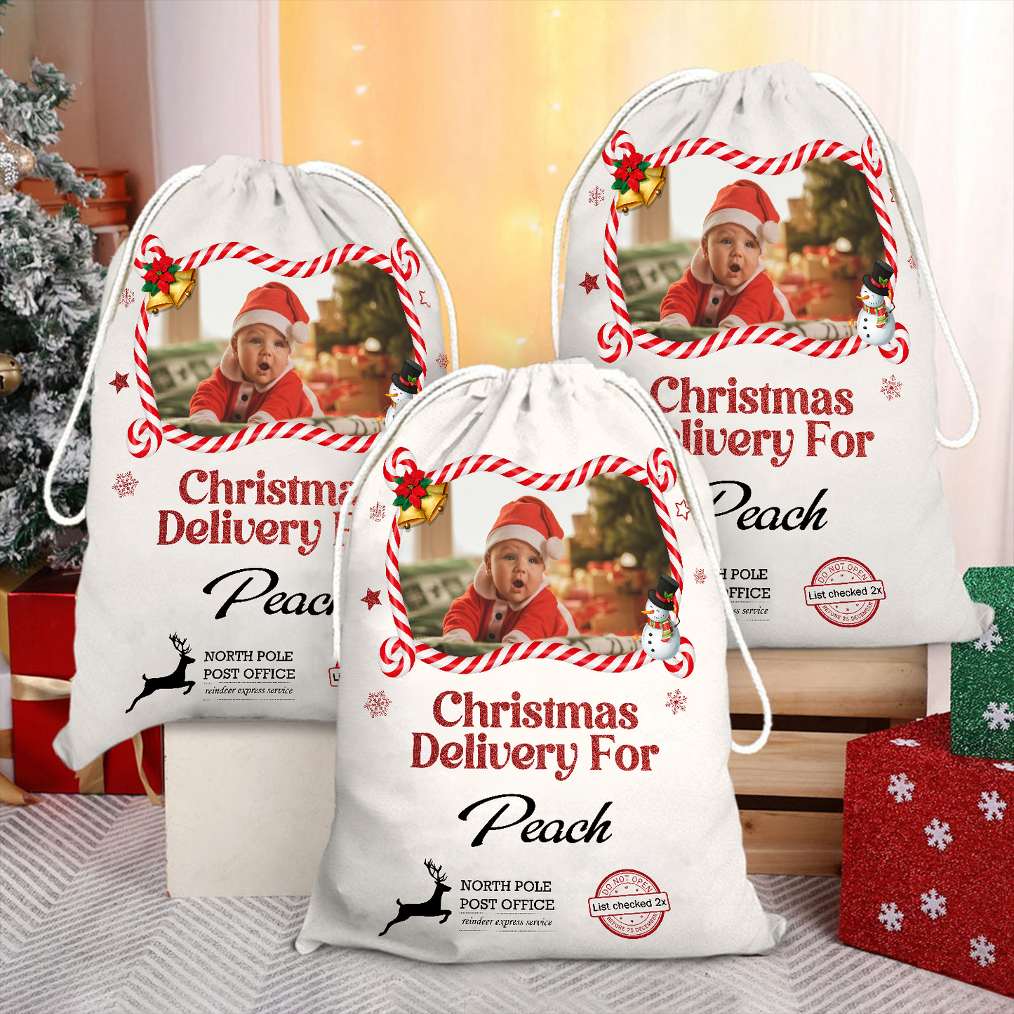 Christmas Bag Special Delivery Candy - Customized Canvas Drawstring Bags
