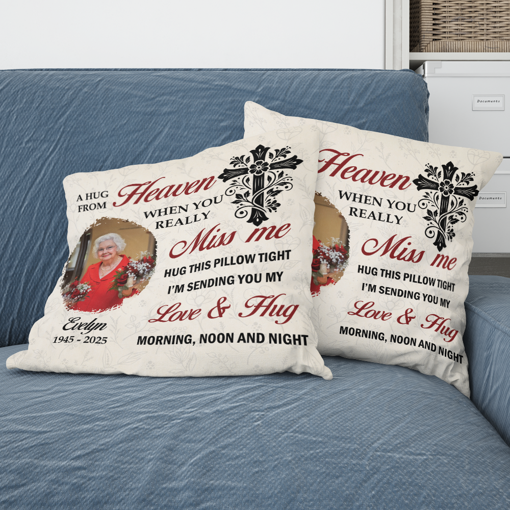 A Hug From Heaven Cross - Personalized Pillow (Insert Included)