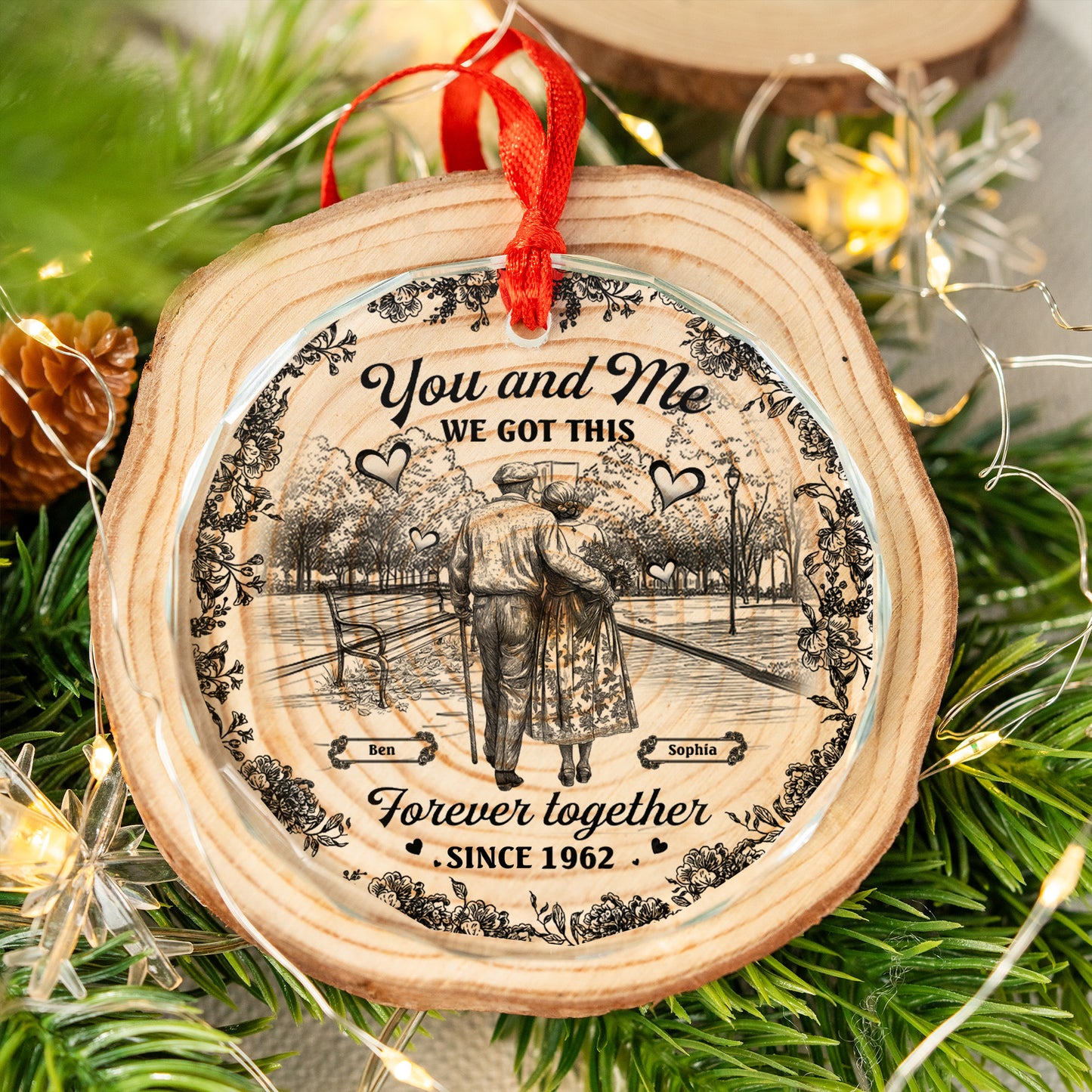 You and Me We Got This Flower - Personalized Custom Glass Ornament