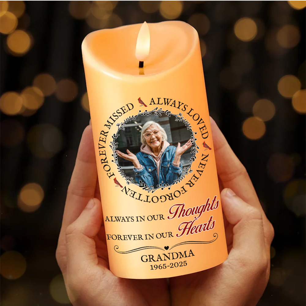Forever In Our Hearts Memorial Gift - Personalized Custom LED Candle