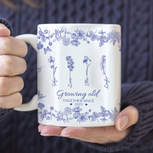 Growing Old Together Flower - Personalized Custom Mug