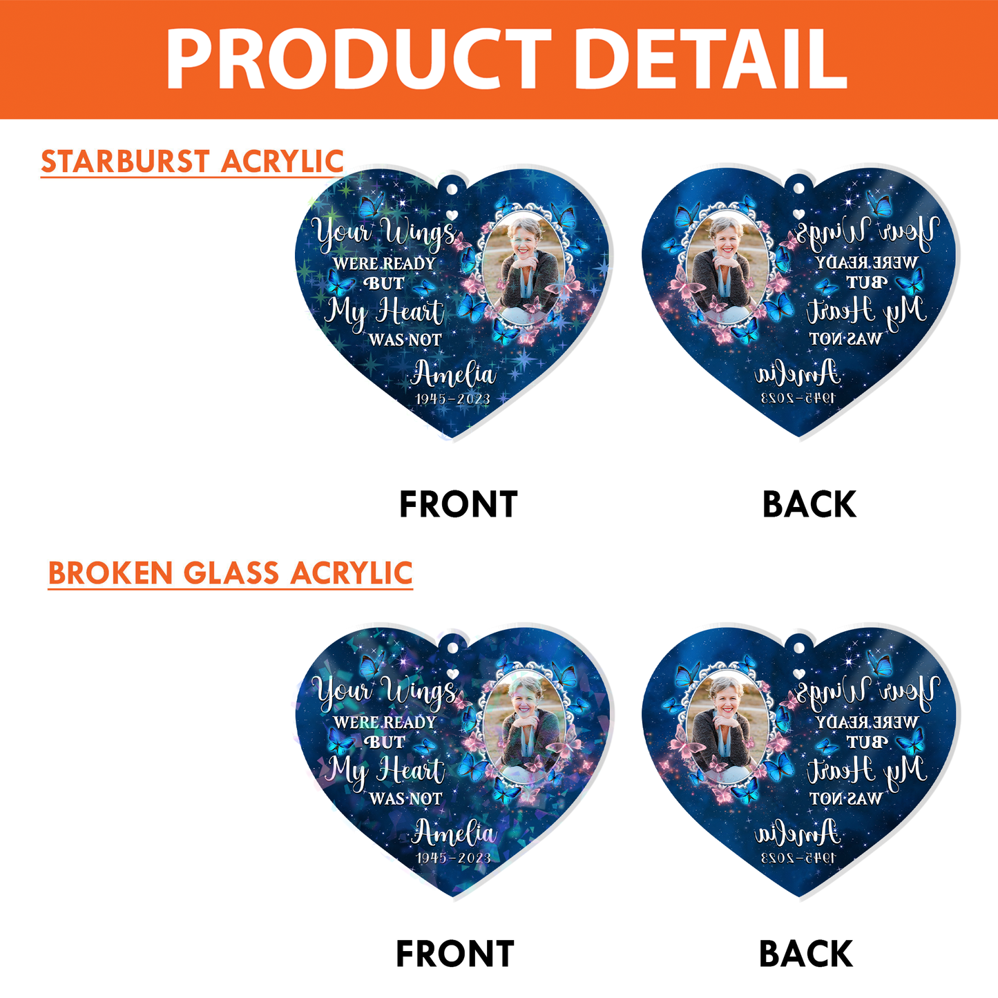 Your Wings Were Ready, But My Heart Was Not - Custom Shape Hologram Ornament