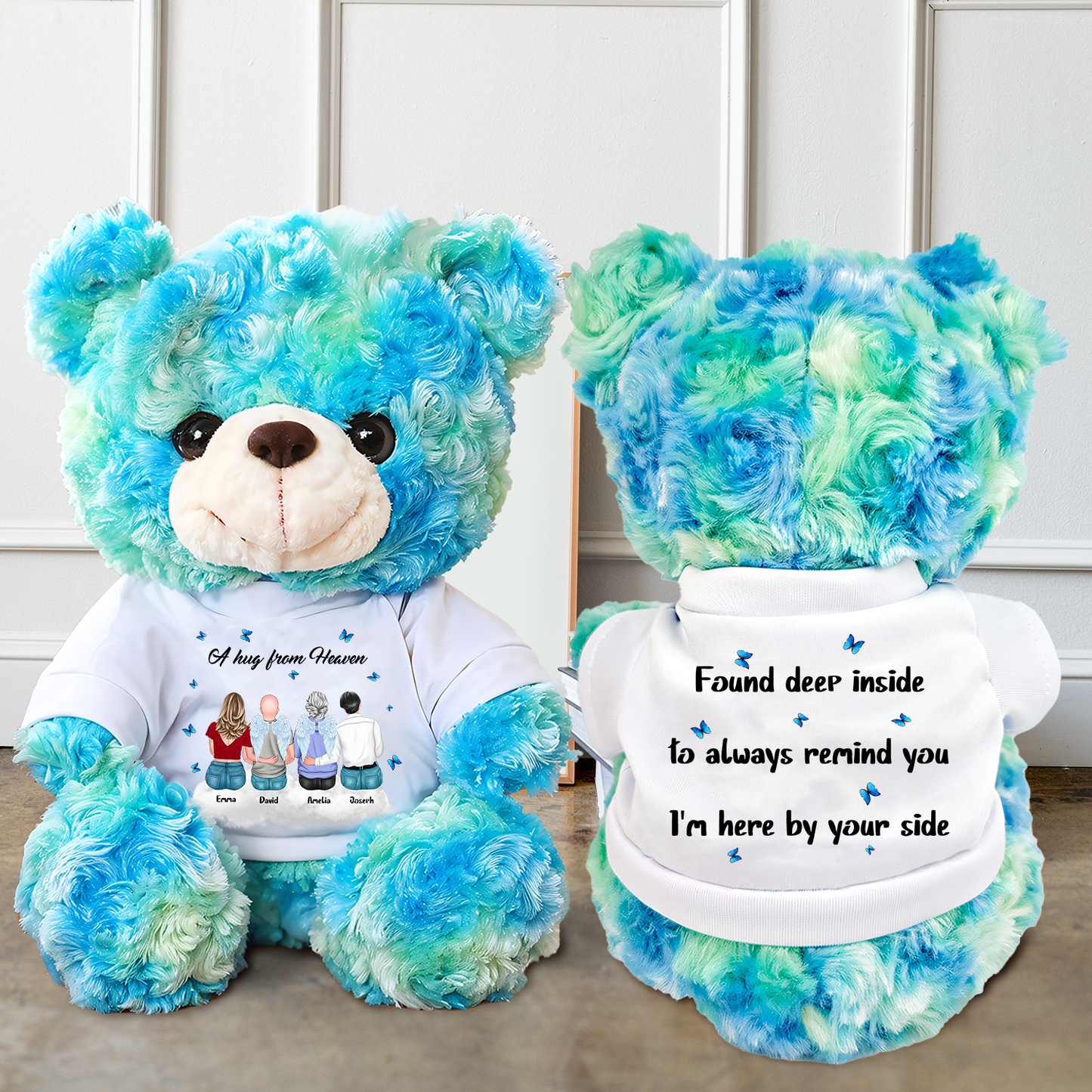 A Hug From Heaven Sky - Memorial Personalized Custom Teddy Bear Plush