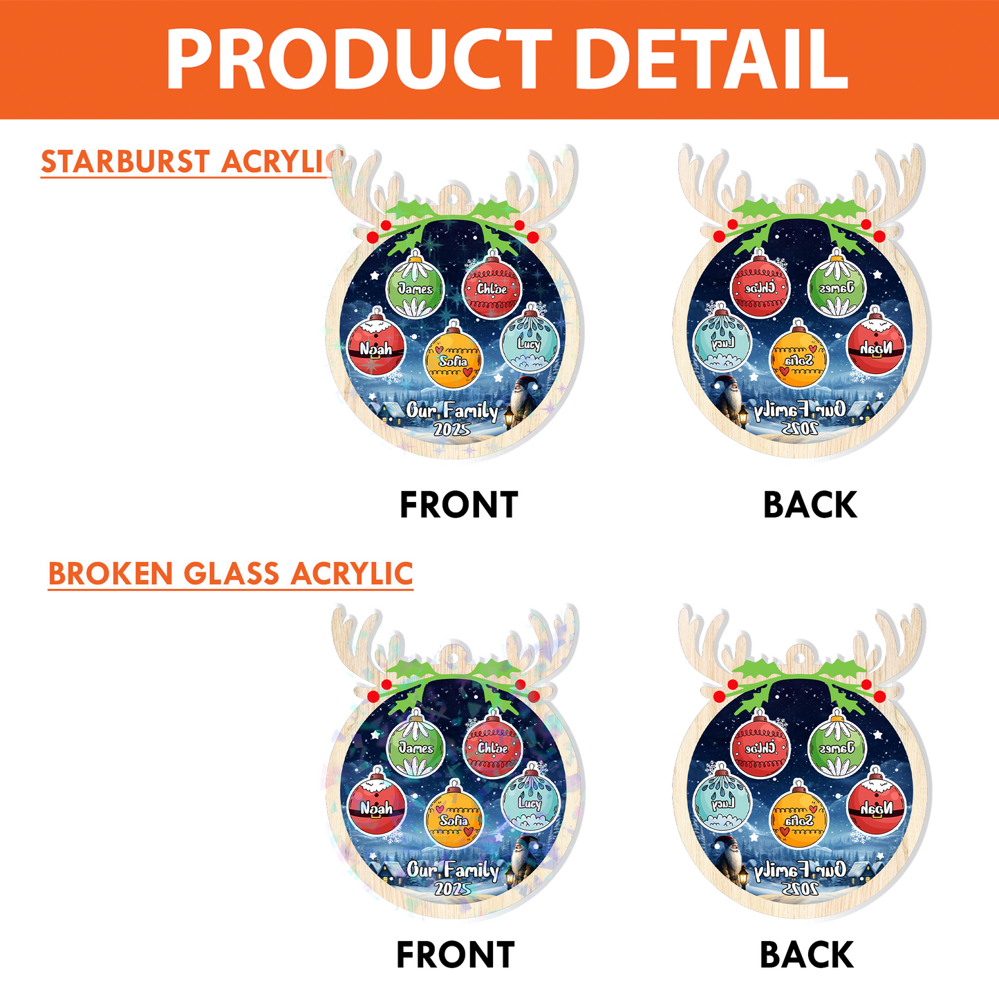 Christmas Ornament Family Ball - Custom Shape Hologram Ornament