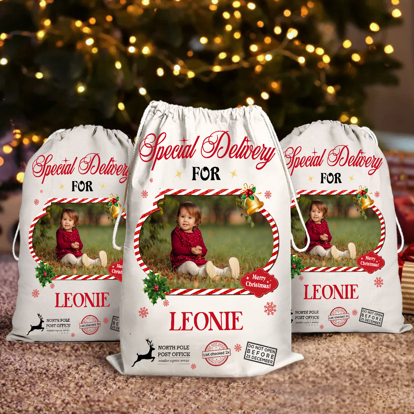 Christmas Bag Special Delivery - Customized Canvas Drawstring Bags
