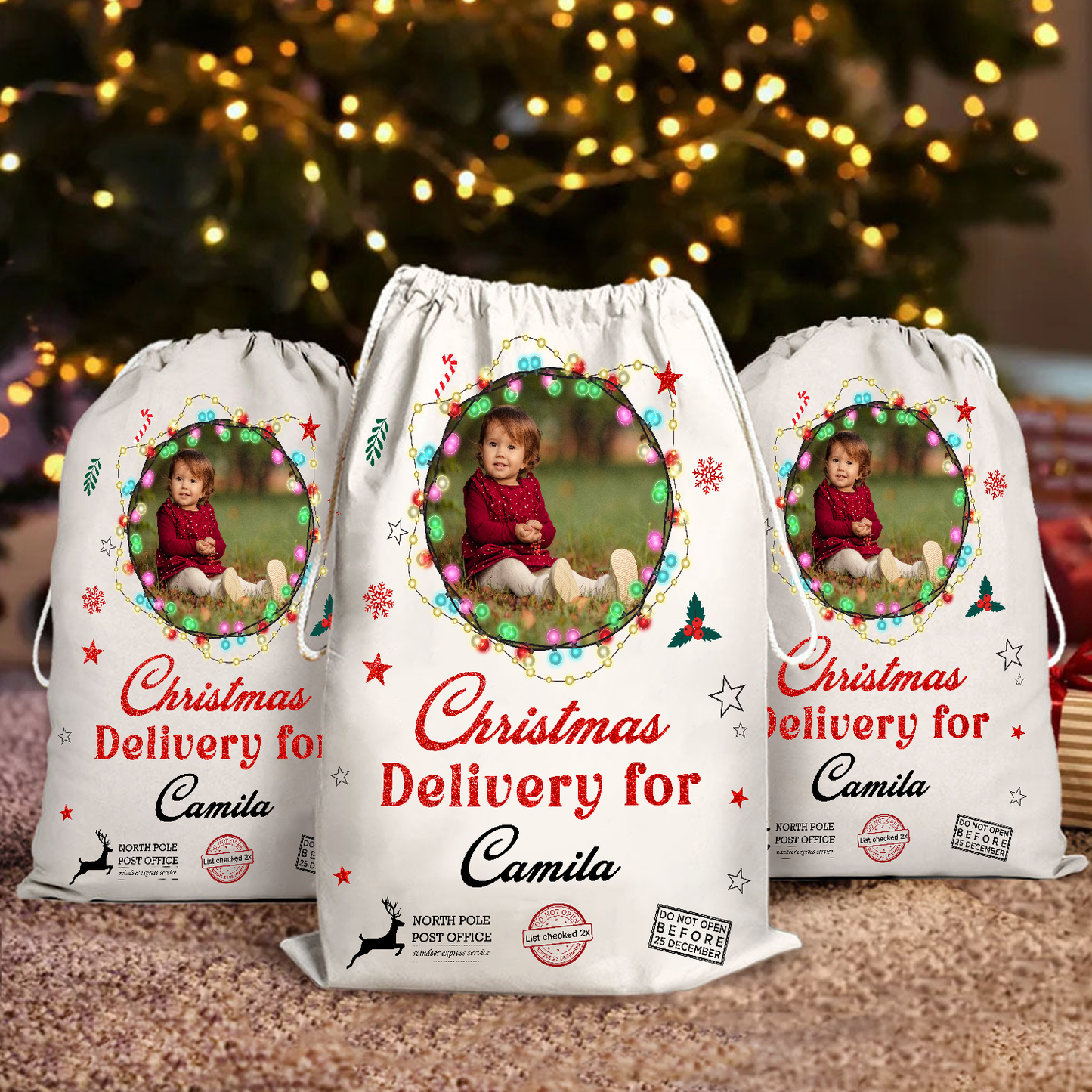 Christmas Bag Special Delivery Light - Customized Canvas Drawstring Bags