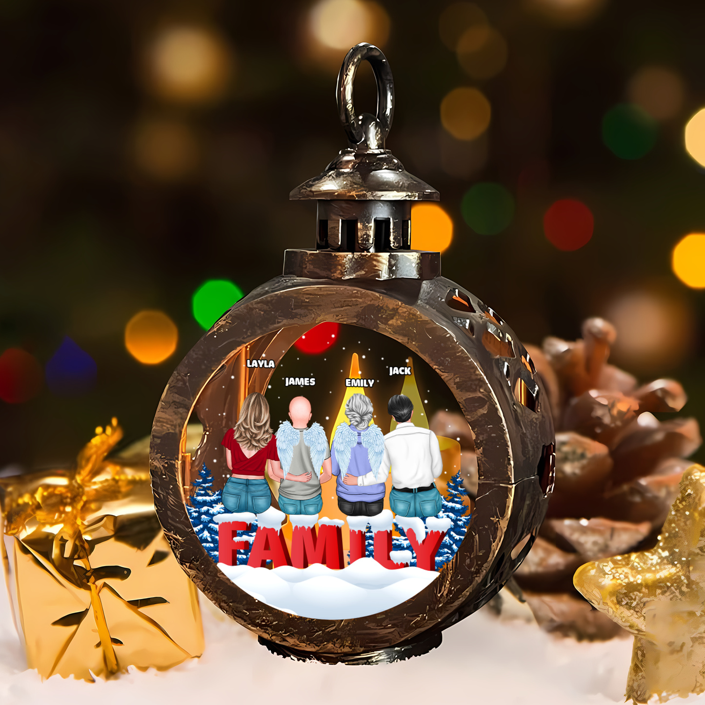 Custom Name and Photo - Memorial Gift - Personalized Candlelight Lantern Ornament