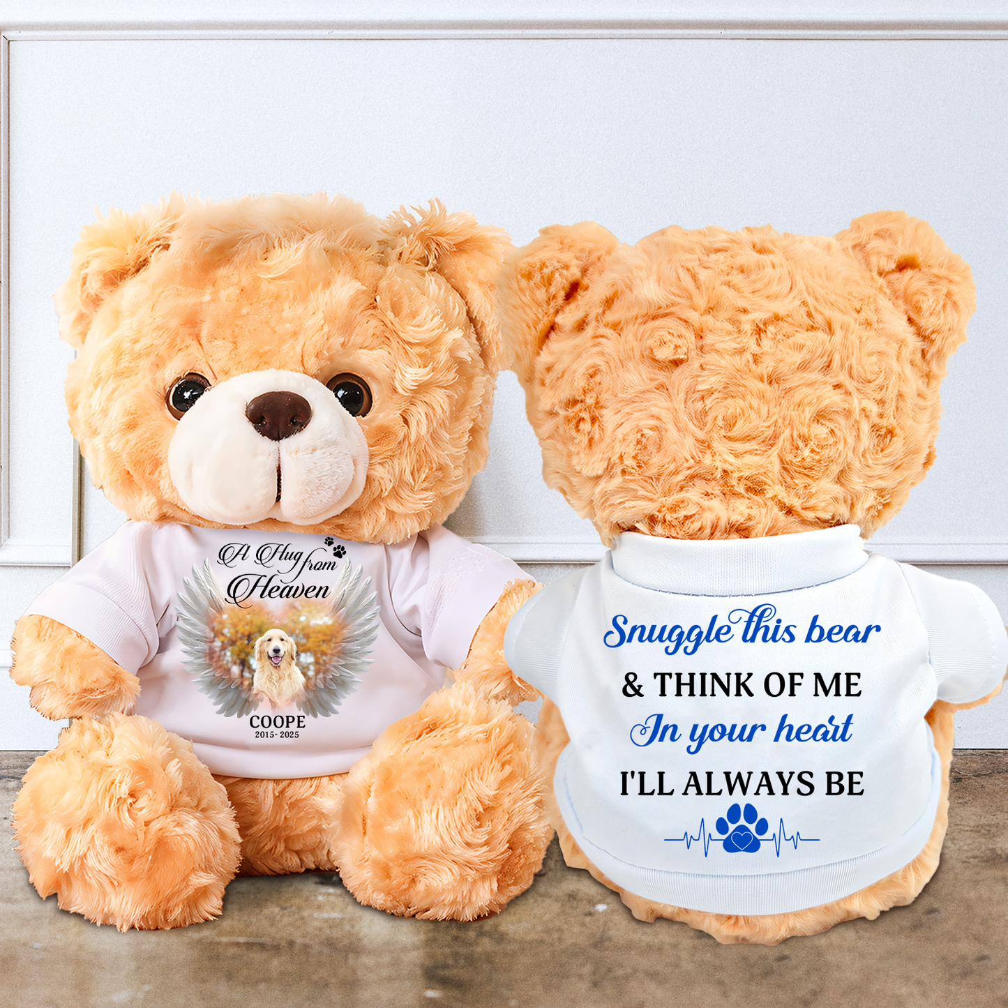 A hug From Heaven Pet Lover - Memorial Personalized Custom Teddy Bear Plush