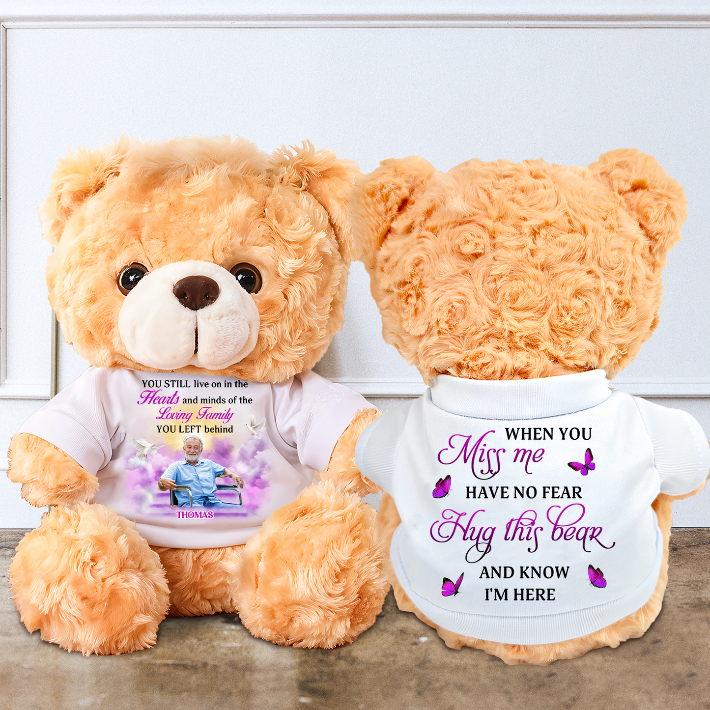 A hug From Heaven Sky - Memorial Personalized Custom Teddy Bear Plush