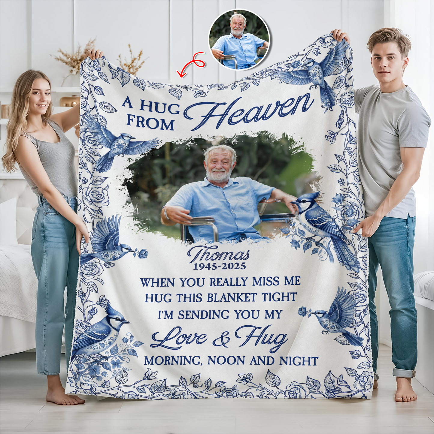 A Hug From Heaven Flower - Memorial Personalized Custom Blanket