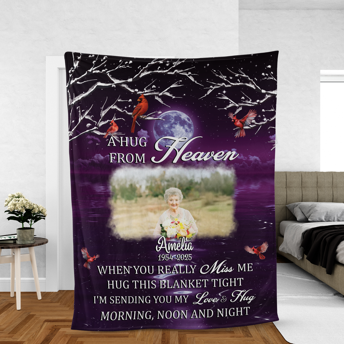 A Hug From Heaven Moon Blanket - Memorial Personalized Custom Blanket